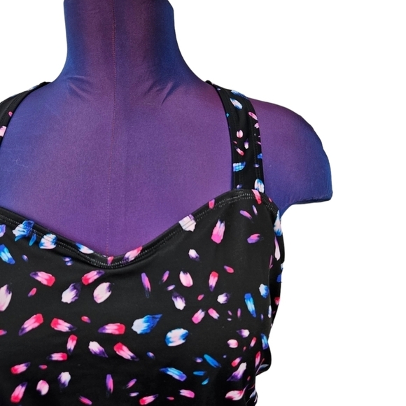 Swim 365‎ One Piece Swimsuit Black with Multi Color Polka Dots Size 18 Plus - Picture 2 of 10